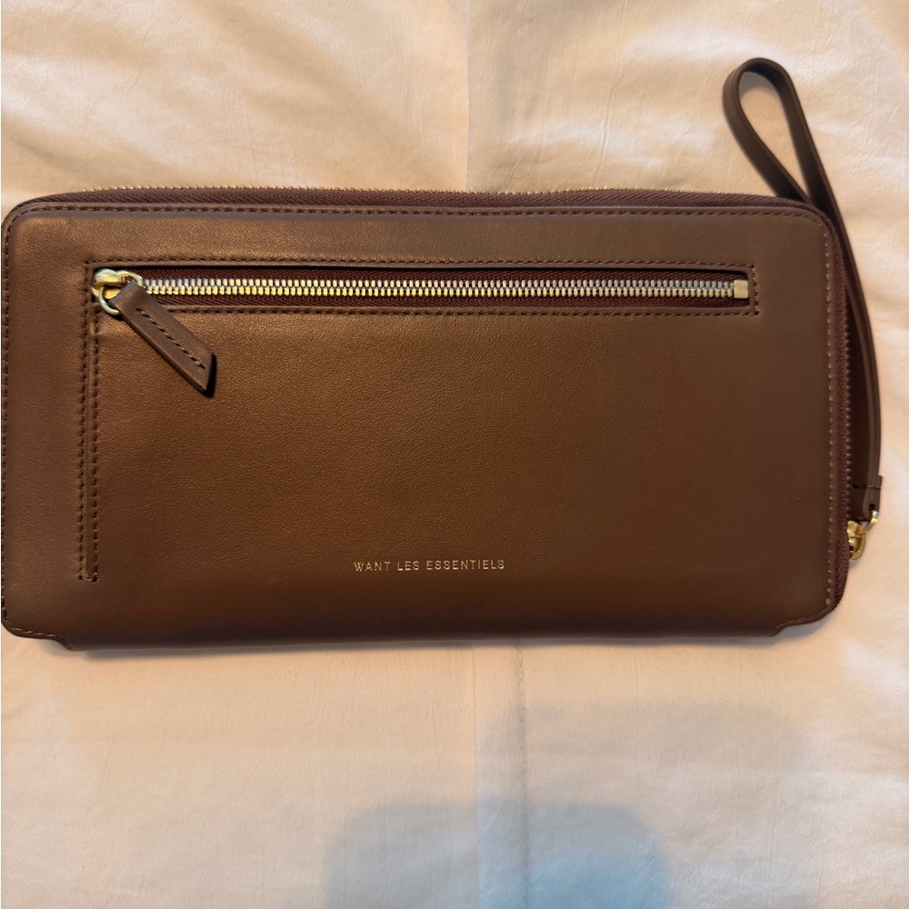 WANT Les Essentiels Brown Leather Wristlet Clutch